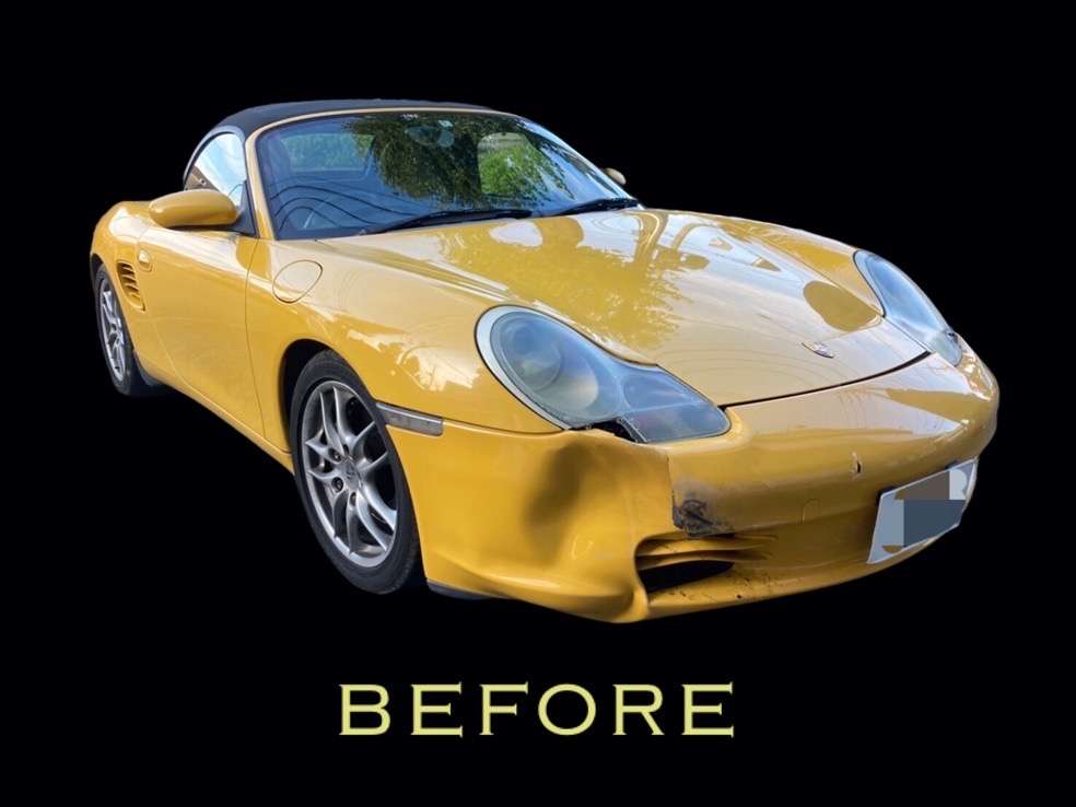 高崎市よりポルシェボクスターのキズ・凹み、保険修理です。